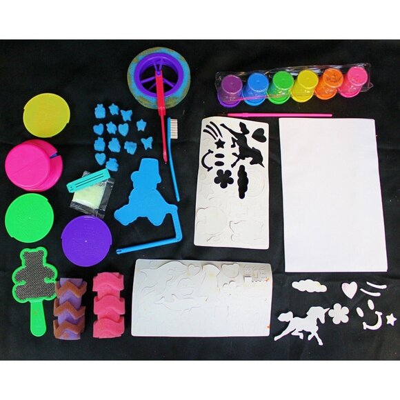 Vtg 30 Pc Lisa Frank Paint Kix Activity Set Craft Kit Stamp Wheel Roller Sponge - Picture 12 of 12